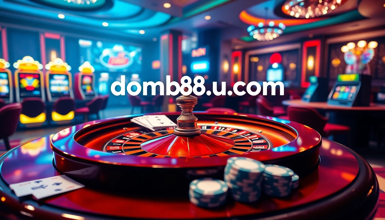 Experience thrilling gaming at dom88.us.com with vibrant roulette tables and elegant casino elements.