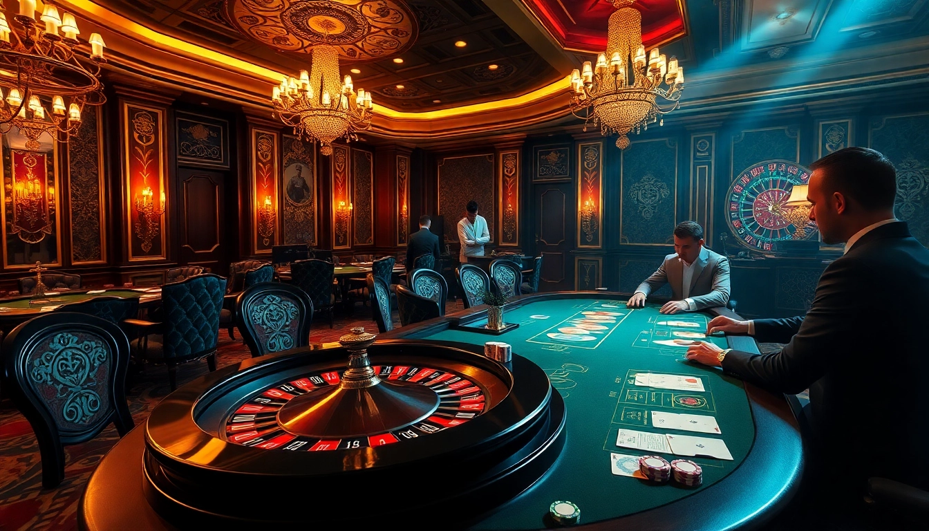 Experience the excitement of the casino with s666 me, featuring players engaged at a roulette wheel and elegant tables.