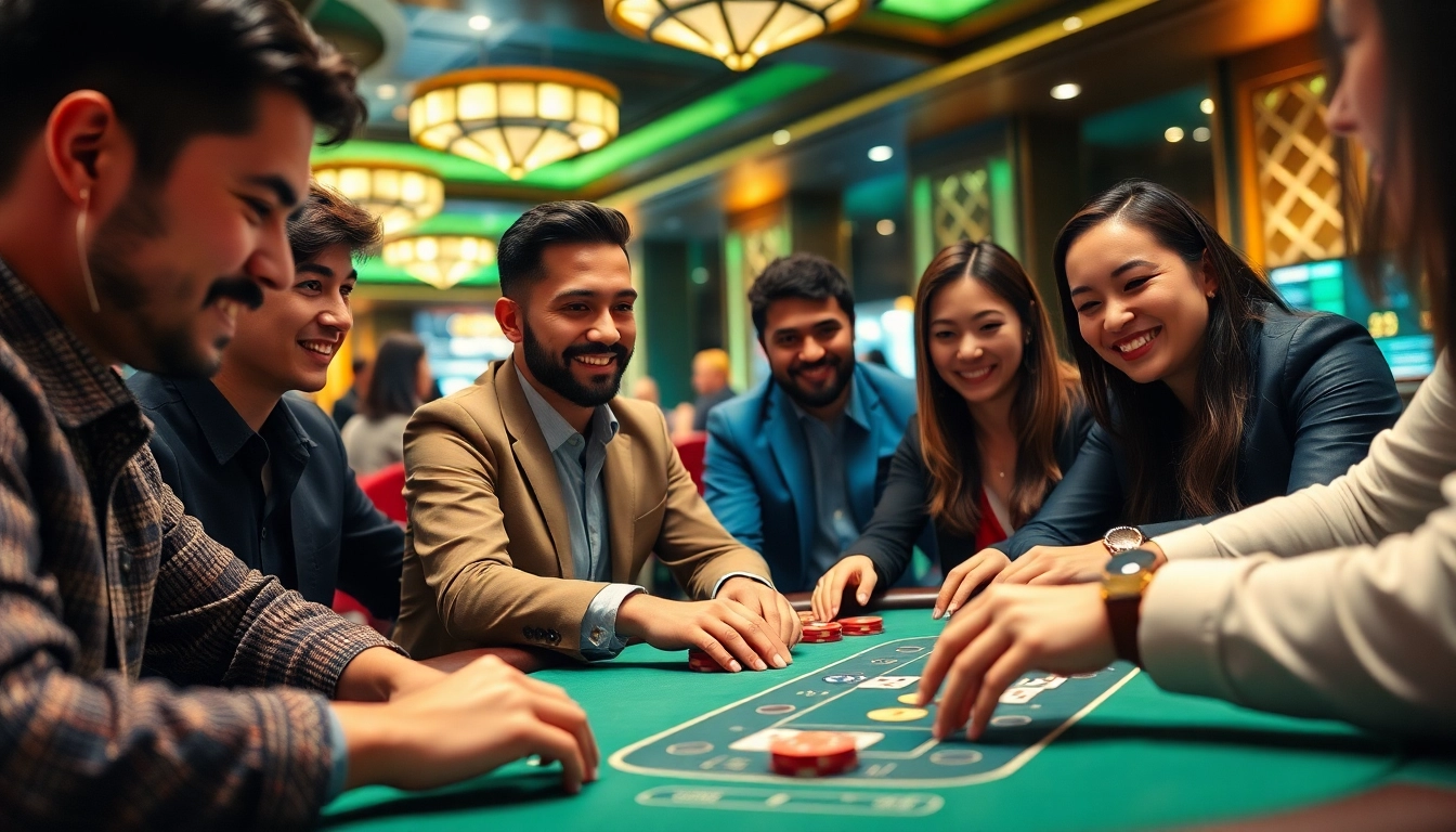 SBOBET.dance gaming experience showcasing diverse players in an exciting poker game atmosphere.