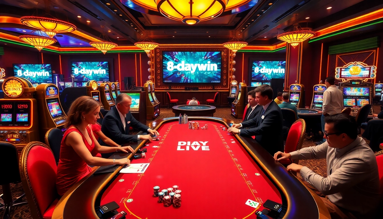 Experience the thrill of online gambling at 8daywin.live with luxury casino visuals and excitement.