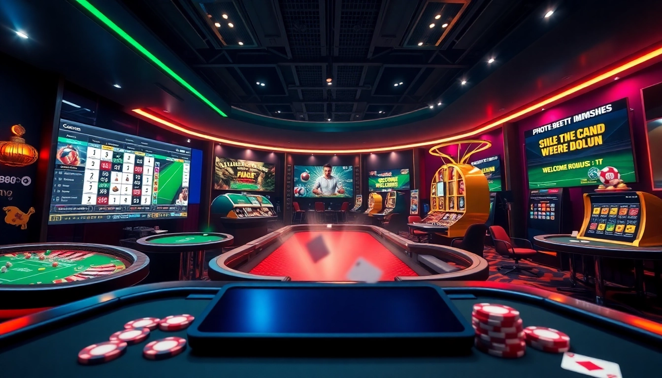 Immersive online gambling experience featuring new88go.com with vibrant casino elements.